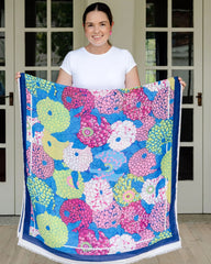 hydrangea pattern scarf, autumn scarf, winter scarf,  bold scarf, floral scarf, bright scarf