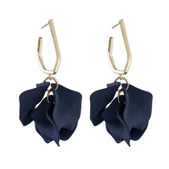 Petunia Gold Hoop with Navy Petal Shaped Dangles