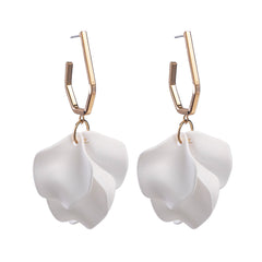 Petunia Gold Hoop with White Petal Shaped Dangles