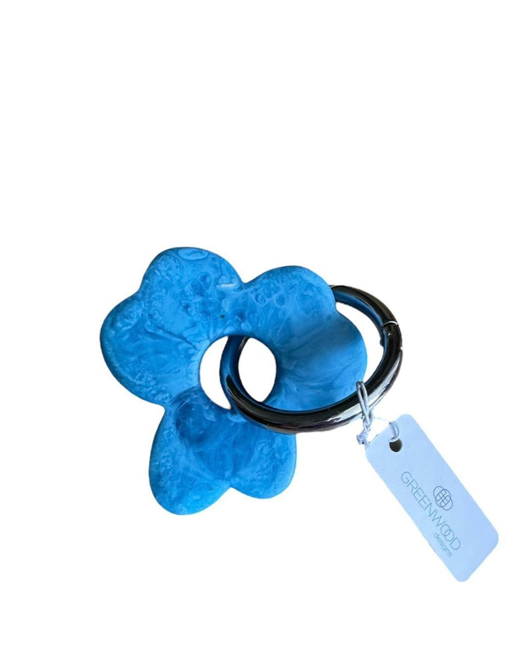 Flower Keyring, Pretty Keyring, Feminine Keyring, Chunky Keyring, Resin Keyring, Blue Keyring