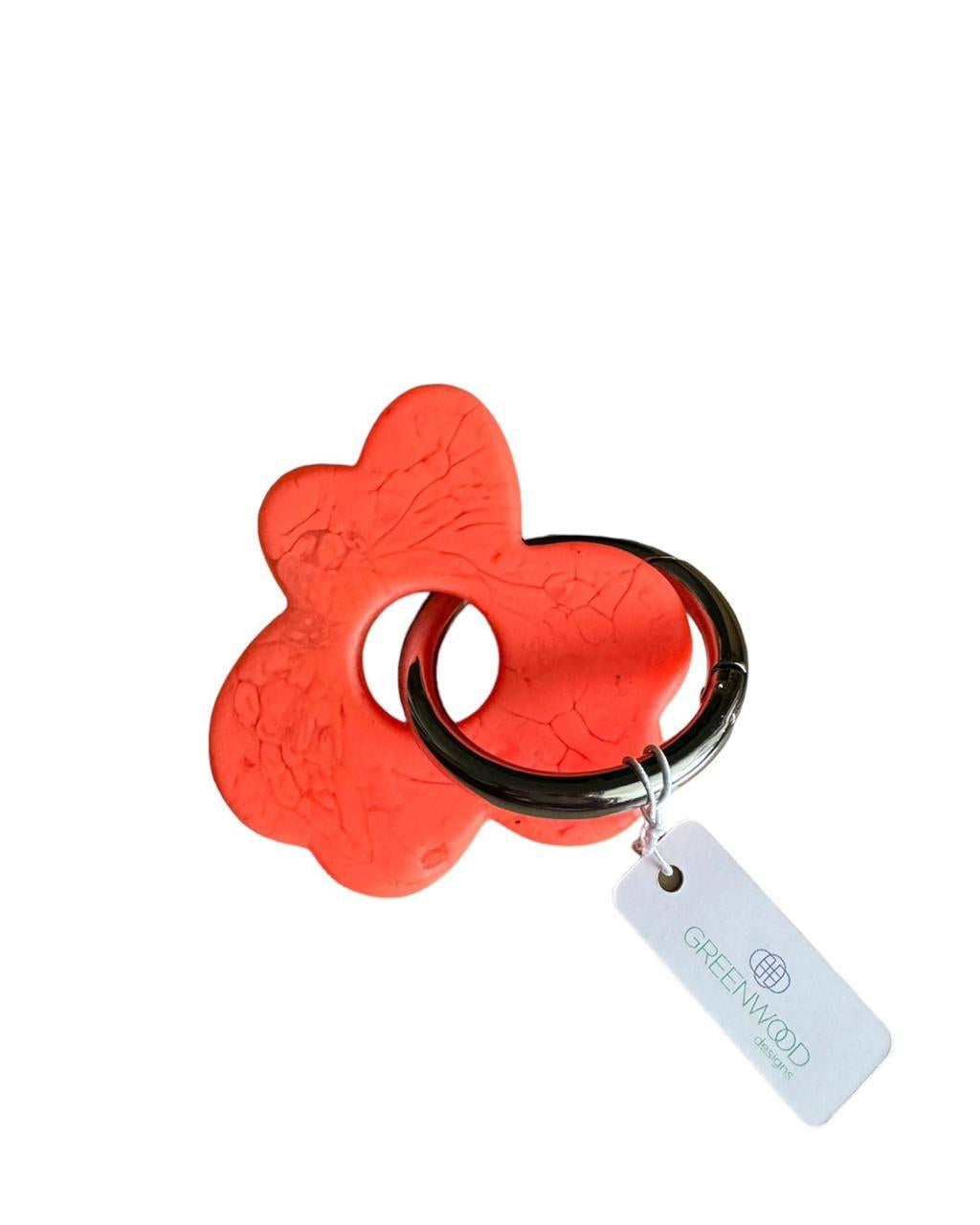 Flower Keyring, Pretty Keyring, Feminine Keyring, Chunky Keyring, Resin Keyring, Coral Keyring
