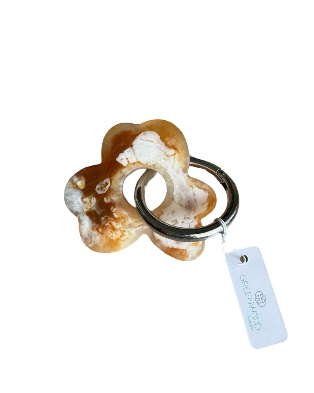 Flower Keyring, Pretty Keyring, Feminine Keyring, Chunky Keyring, Resin Keyring, Horn Keyring