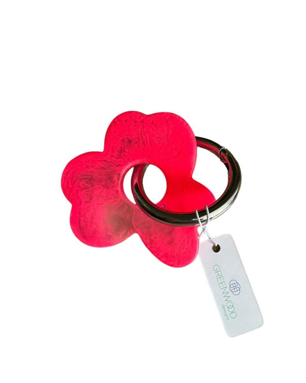 Flower Keyring, Pretty Keyring, Feminine Keyring, Chunky Keyring, Resin Keyring, Hot Pink Keyring