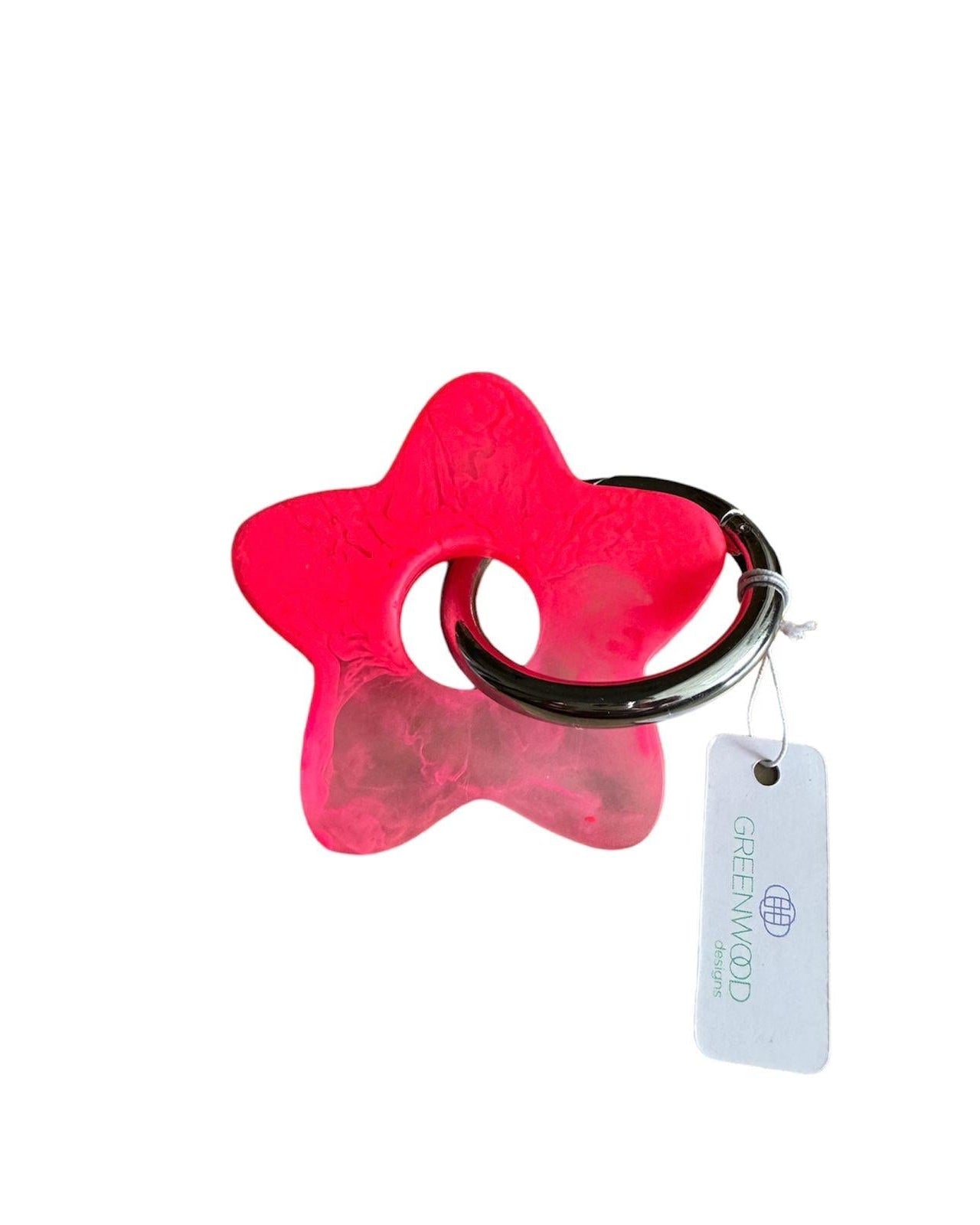 Star Keyring, Pretty Keyring, Feminine Keyring, Chunky Keyring, Resin Keyring, Hot Pink Keyring