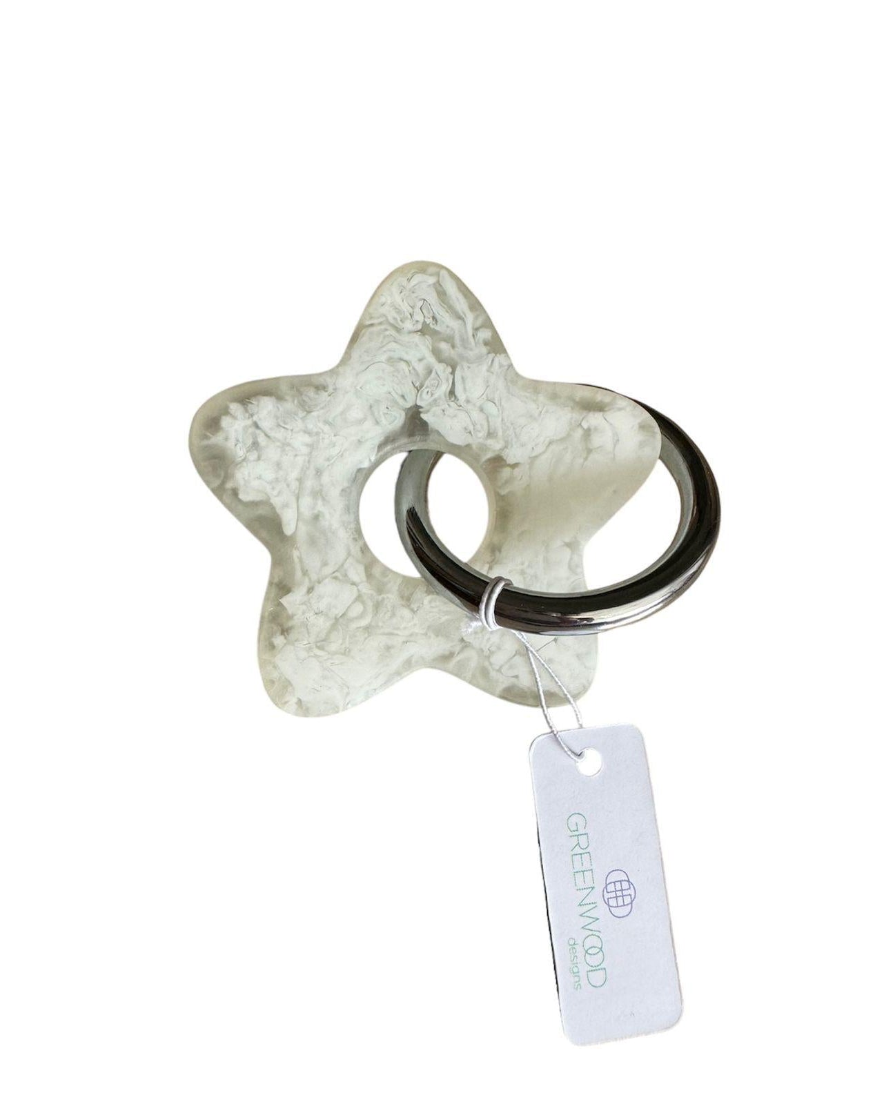 Star Keyring, Pretty Keyring, Feminine Keyring, Chunky Keyring, Resin Keyring, White Keyring
