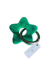Star Keyring, Pretty Keyring, Feminine Keyring, Chunky Keyring, Resin Keyring, Green Keyring