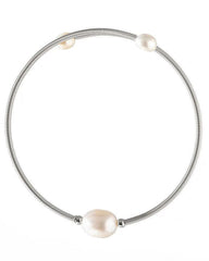 Freshwater Pearl Stainless Steel Silver Cuff Bracelets