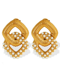 Eliza Pearl Square Chain Stud Earring