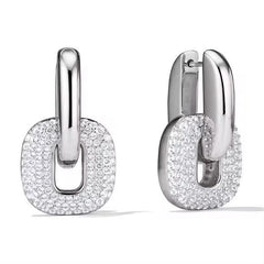 Estelle Diamante Encrusted Hoops in Silver