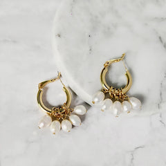 Cass Freshwater Pearl Earrings Gold