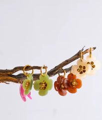 Willa Pink Flower Hoop Earring