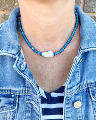Baroque freshwater pearl pop necklace with colourful glass beads