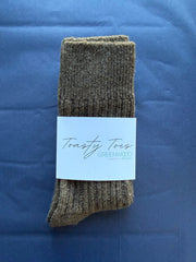 MEN'S Chocolate Toasty Toes Woollen Ribbed Crew Socks