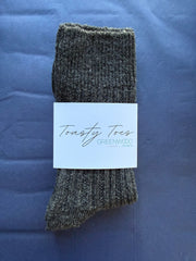 Charcoal Toasty Toes Woollen Ribbed Crew Socks