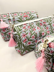 Wildflowers Blue Base Toiletry Bags – Cotton Travel Organiser