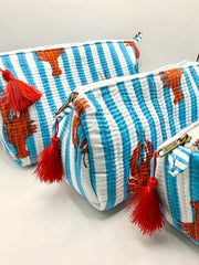 Lobster Stripe Toiletry Bags – Cotton Travel Organiser