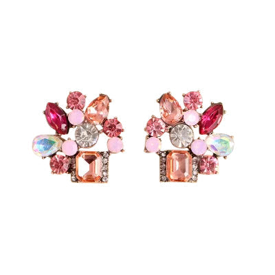Posy Pink Crystal Stud Earrings