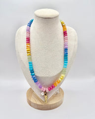 Fish & Pearl Necklace in Brights featuring a fish charm and bright pearl beads