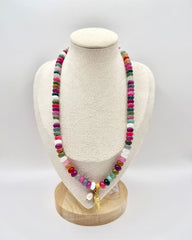 Fish & Pearl Necklace in Pastels featuring a fish charm and pastel pearl beads