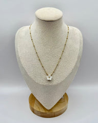 Stainless Steel Daisy Mother of Pearl Gold Necklace with a daisy mother of pearl pendant