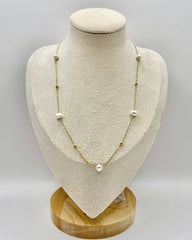 Stainless Steel Multi Pearl Gold Necklace with mixed freshwater pearls
