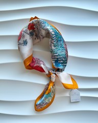 Floral Horse Silk Neck Scarf