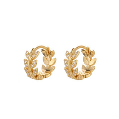 Lillibelle Gold Hoop Earring in a Leaf Wreath Design with Crystals