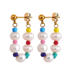 Polly Freshwater Pearl Earrings Gold