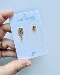 Kaitlyn Multi Coloured Crystals Pickleball Earrings