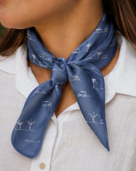 Rural Outback Silk Neck Scarf in Blue