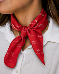 Rural Outback Silk Neck Scarf in Red