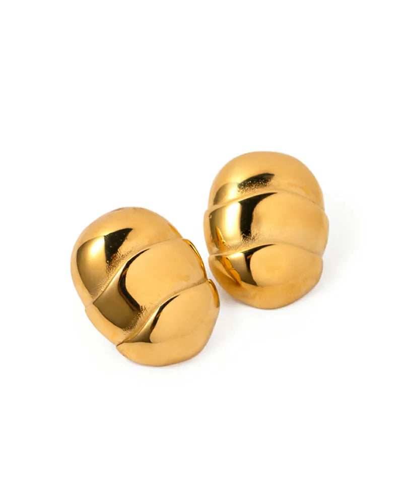 18k gold-plated stainless steel, Tarnish-free, Waterproof, Suitable for sensitive skin, gold earrings, retro earrings, vintage charm, classic earrings, beautiful earrings, timeless earrings, oval earrings, textured earrings