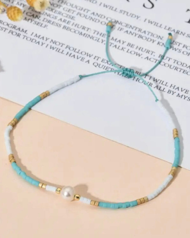 bright bracelet, fun bracelet, pearl bracelet, pretty bracelet, young girls bracelet, stackable bracelet, expandable bracelet