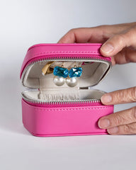 jewelry case, jewelry box, travel case, travel jewelry case, pink jewelry case, small jewelry case