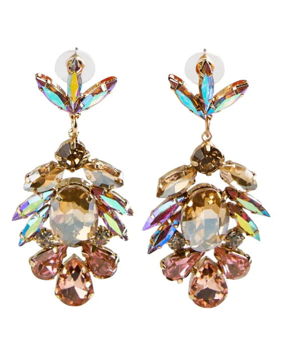 Mindy Glass Cluster Earrings in Pink