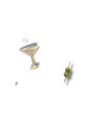 Martini Cocktail & Olives Mini Stud Earrings