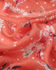 floral scarf, lightweight scarf, summer scarf, pretty scarf, cottage core scarf, delicate scarf, gold accents scarf