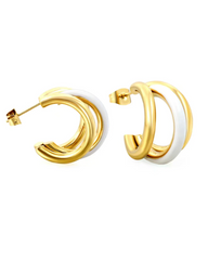 Bonnie White Enamel Hoop Stud Earring