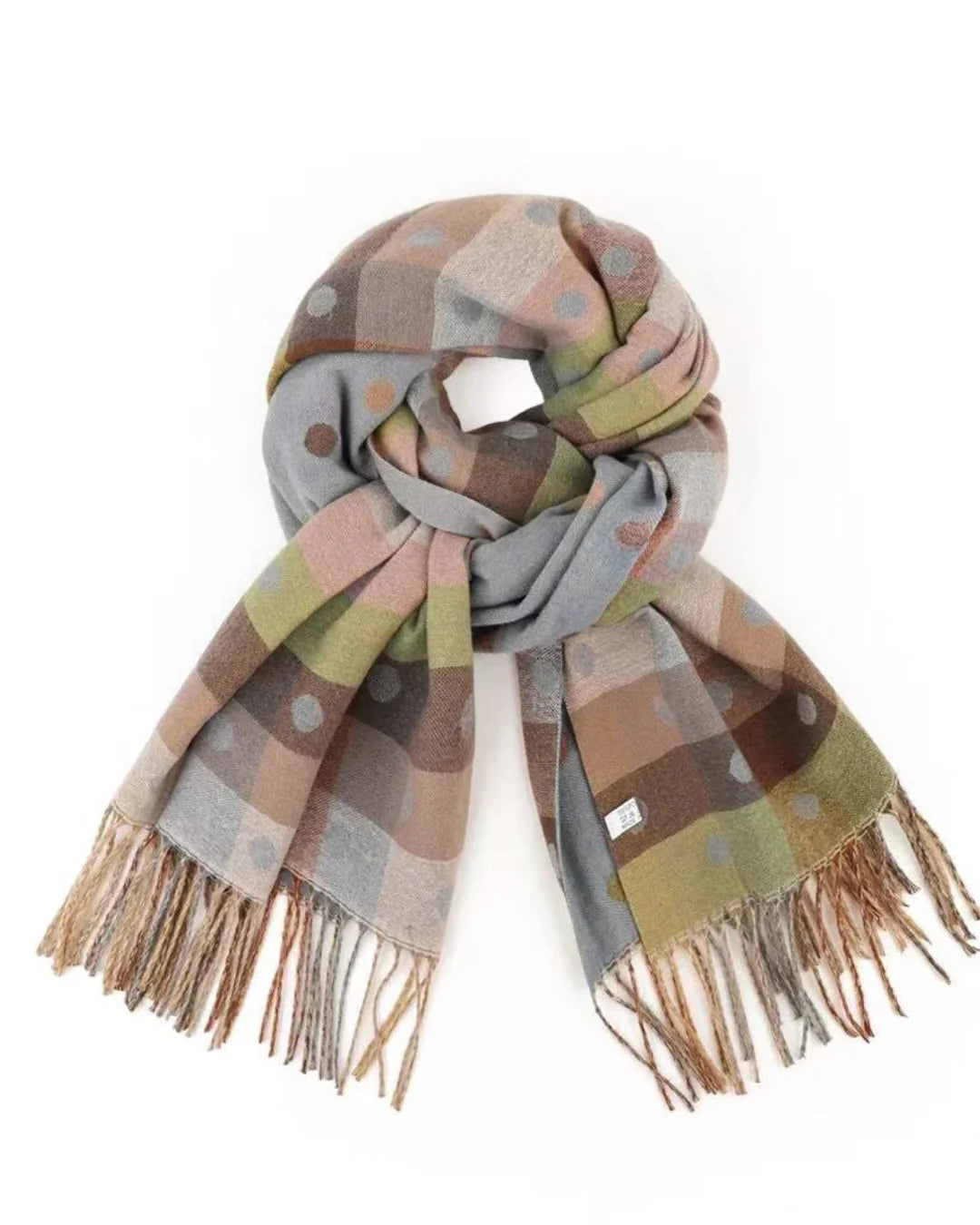 Reversible Polka Dot & Check Winter Scarf – Spotty Dotty Blue