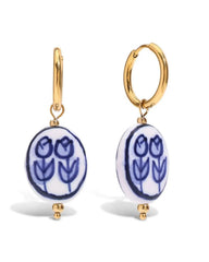 Victoria Cameo Blue Tulip Dangle Earring