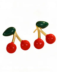 Cherie Enamel Cherry Stud Earring