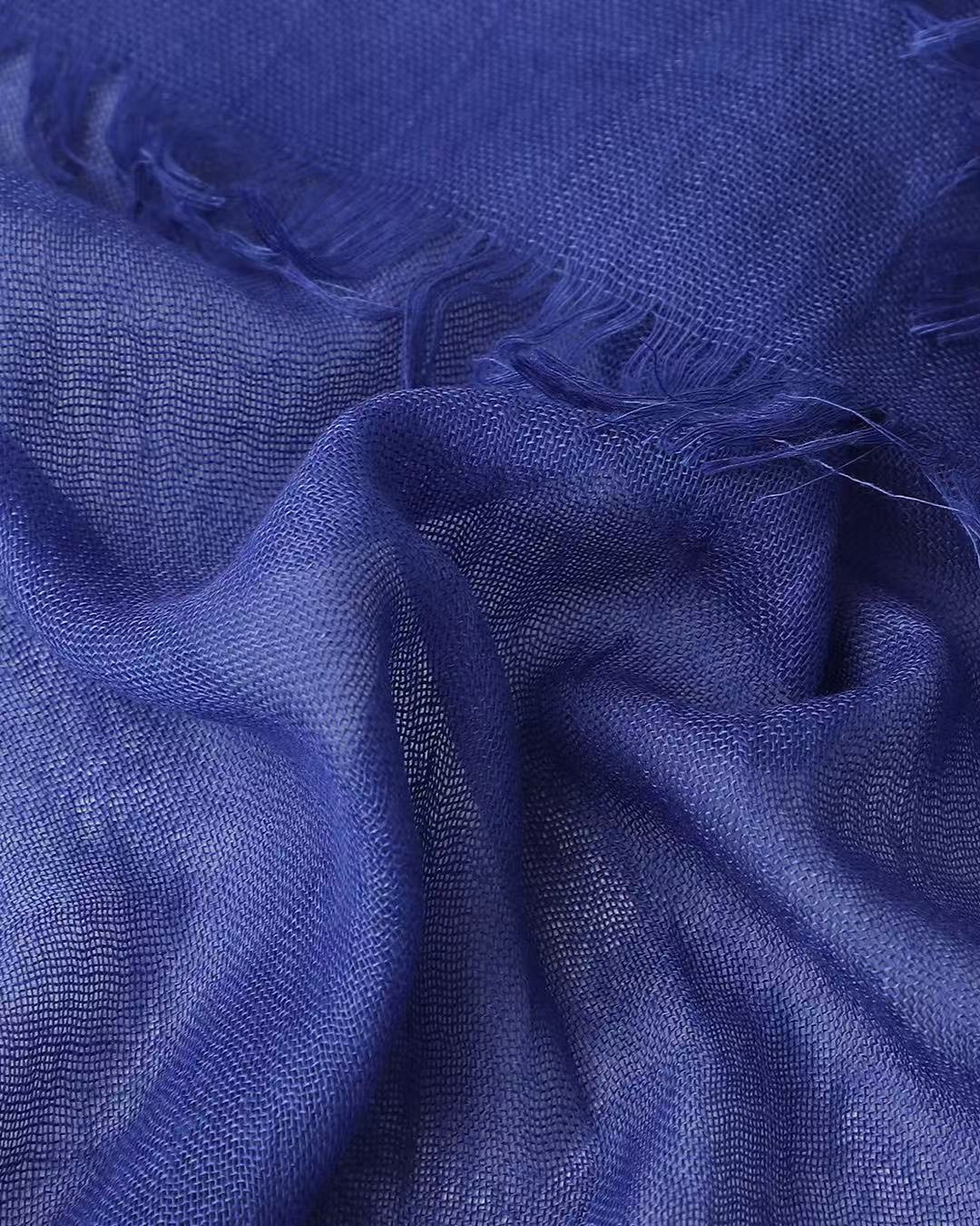 Cobalt blue solid block colour lightweight scarf