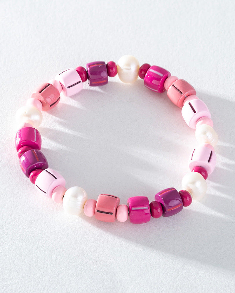 pearl bracelet, stretchy bracelet, stackable bracelet, delicate bracelet, enamel bracelet, colourful bracelet, fun bracelet
