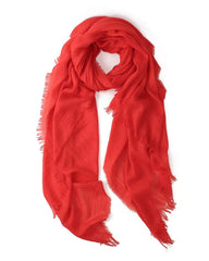 Red solid block colour lightweight scarf