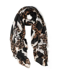Georgia Animal Print in Black Autumn/Winter Scarf