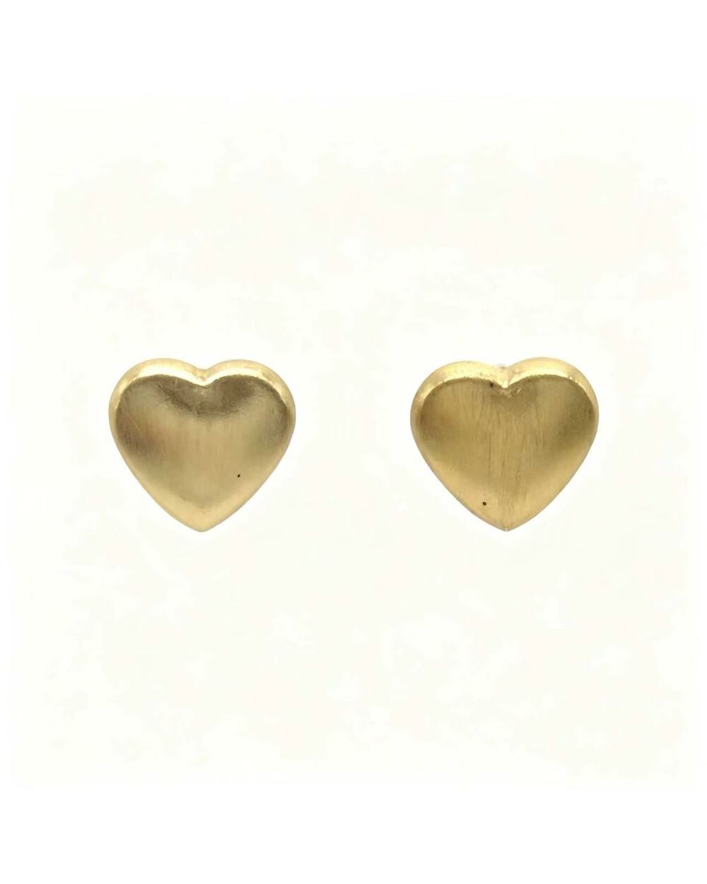 Matte gold heart stud earrings with a chocolate-box heart design