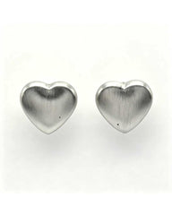 Matte silver heart stud earrings with a chocolate-box heart design