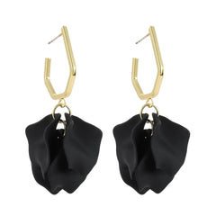 Petunia Gold Hoop with Black Petal Shaped Dangles