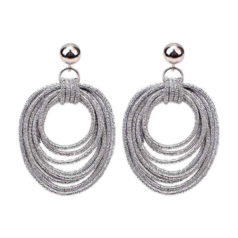 Lulu Lightweight Sparkly Silver Hoops on a Stud Earring