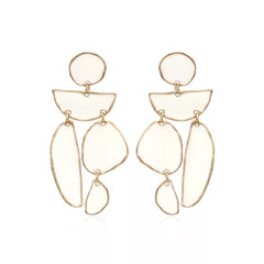 Winnie Geometric White Dangle Earring with Gold Detail